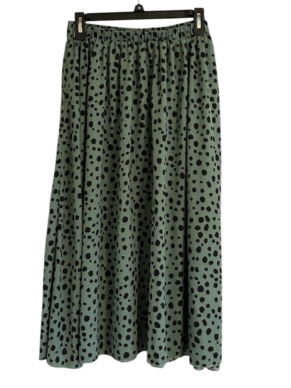 SHEIN Polka Dot Green and Black Size Large A-Line Maxi Skirt